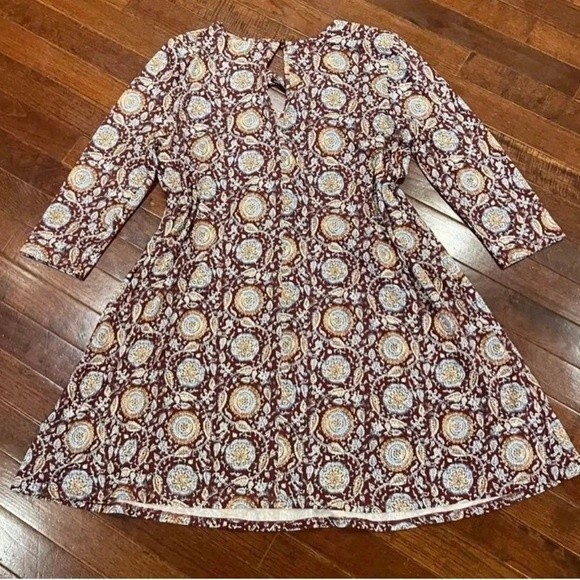 Rust medallion print keyhole dress size large - Picture 5 of 7